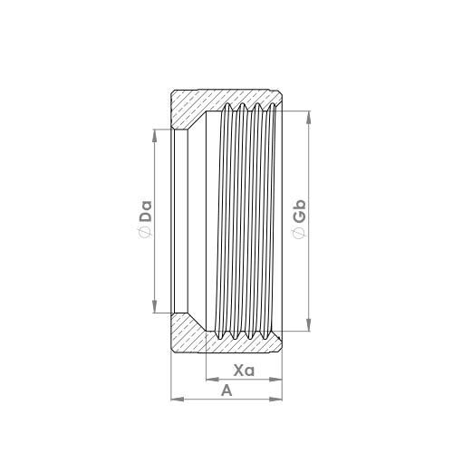 The technical schematic of the Flowflex Cap Nut, product code: P163