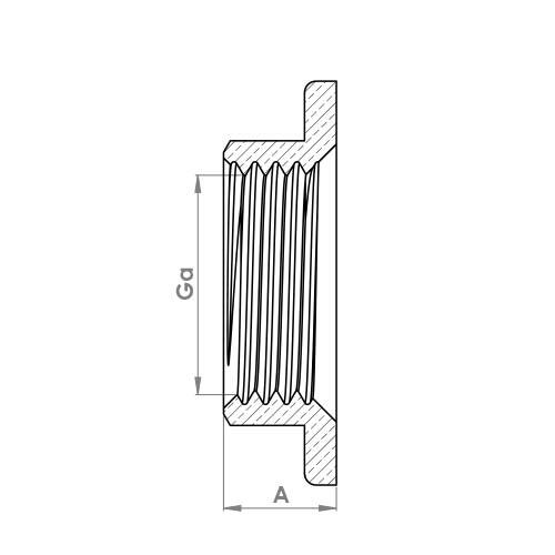 The technical schematic of the Flowflex Flanged Back Nut, product code: P177