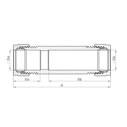 The technical schematic of the Flowflex Compression Repair Coupling, product code: P901RP