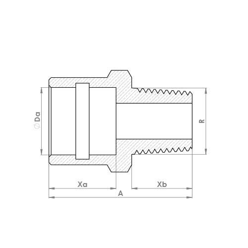 The technical schematic of the Flowflex SR MALE ADAPTOR, product code: P902TDRSR