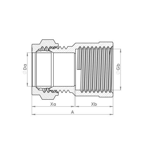 The technical schematic of the Flowflex Compression Female Adaptor, product code: P903