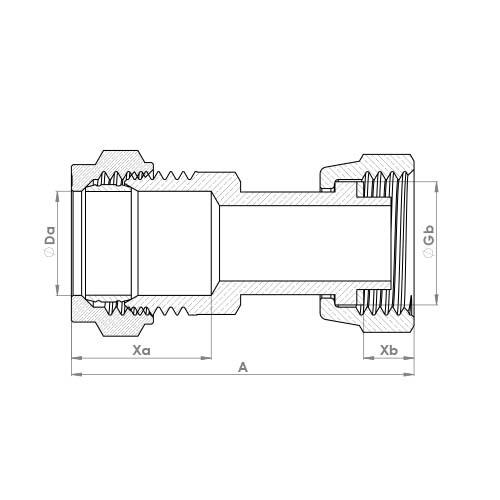 The technical schematic of the Flowflex Chrome Plated Compression Straight Swivel Tap Connector, product code: P903SFCP