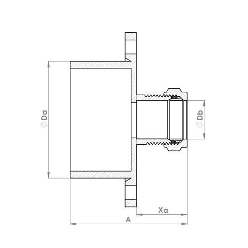 The technical schematic of the Flowflex Compression Large Reducer, product code: P904LG