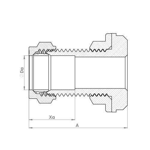 The technical schematic of the Flowflex Compression Tank Connector, product code: P921