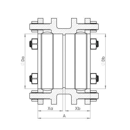 The technical schematic of the Flowflex Large Compression Straight & Metric Imperial Coupling, product code: P901LG