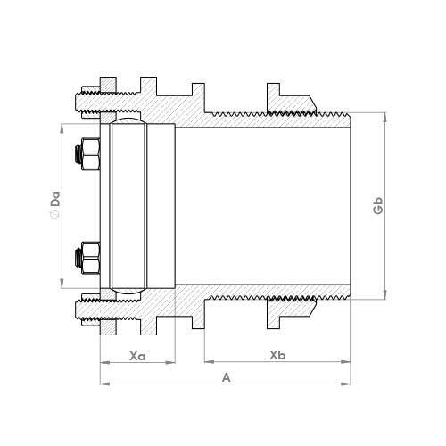 The technical schematic of the Flowflex Large Compression Tank Connector, product code: P921LG