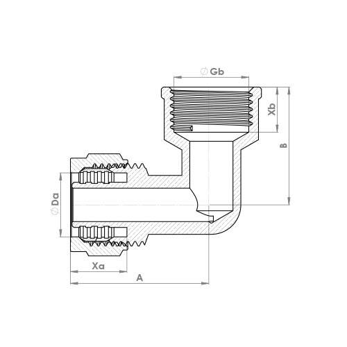 The technical schematic of the Flowflex PEX Female Elbow, product code: PX803