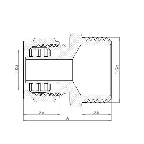 The technical schematic of the Flowflex PEX Male Adaptor, product code: PX902