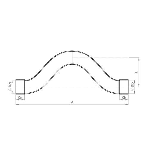 The technical schematic of the Flowflex End Feed Full Crossover, product code: 5085