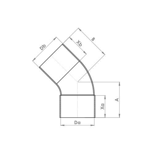 The technical schematic of the Flowflex End Feed 45° Street Elbow, product code: 5040