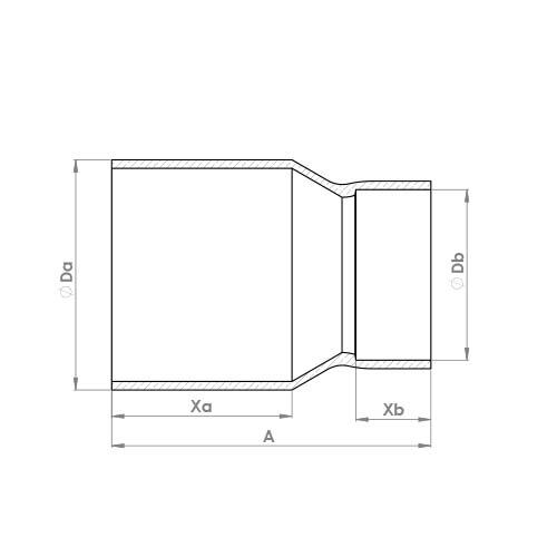 The technical schematic of the Flowflex End Feed Fitting Reducer, product code: 5243