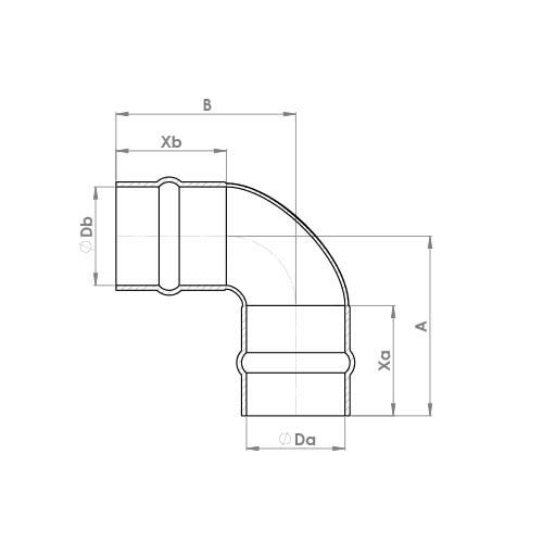 The technical schematic of the Flowflex Solder Ring Equal Elbow, product code: C801SR