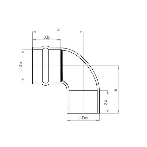 The technical schematic of the Flowflex Solder Ring Street Elbow, product code: C803SR