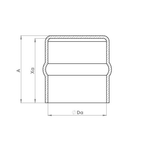 The technical schematic of the Flowflex Solder Ring Stop End, product code: C923SR