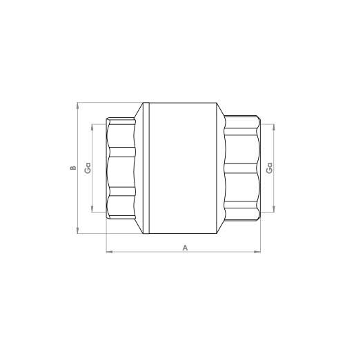 The technical schematic of the Flowflex Spring Check Valve, product code: SPV