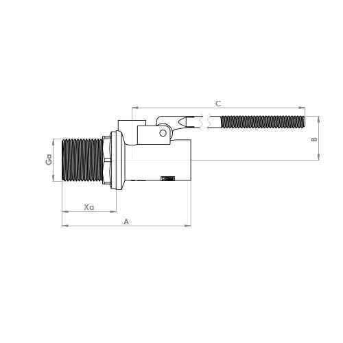 The technical schematic of the Flowflex MOH Brass Float Valve, product code: BVV