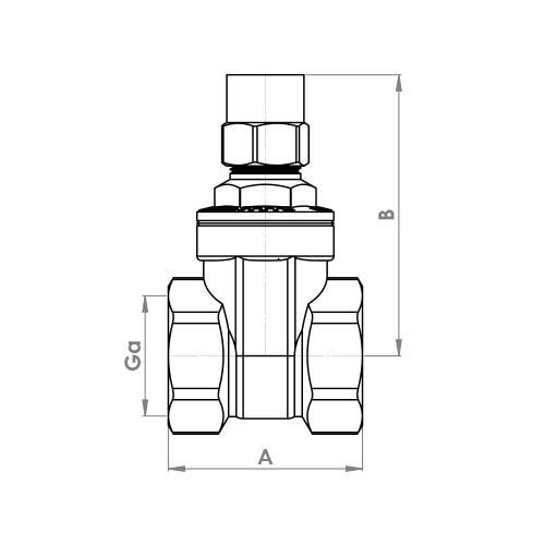 The technical schematic of the Flowflex Female Lockshield Brass Gate Valve, product code: L198LS