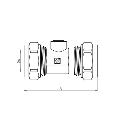 The technical schematic of the Flowflex Compression Isolation Valve, product code: P472