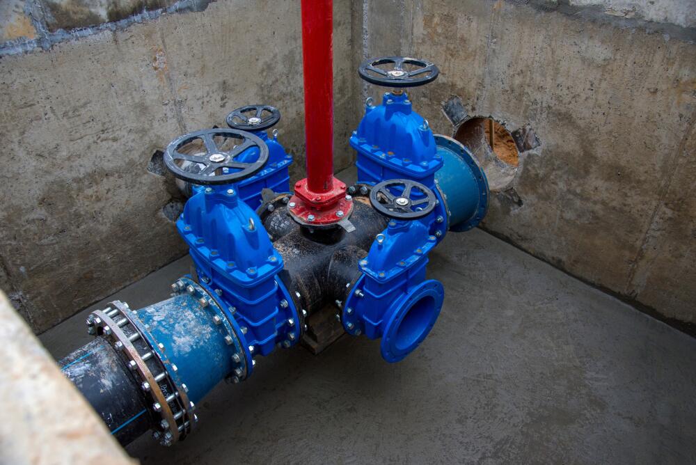 An iron gate valve installation on a municipal water system